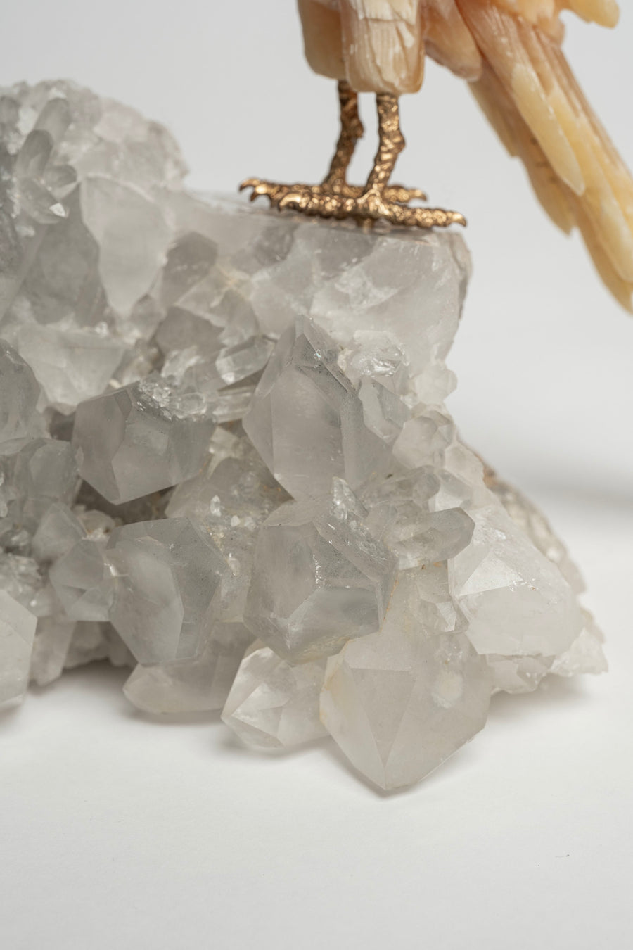 Semi Precious Gemstone Parrot on Rock Quartz Cluster 2496