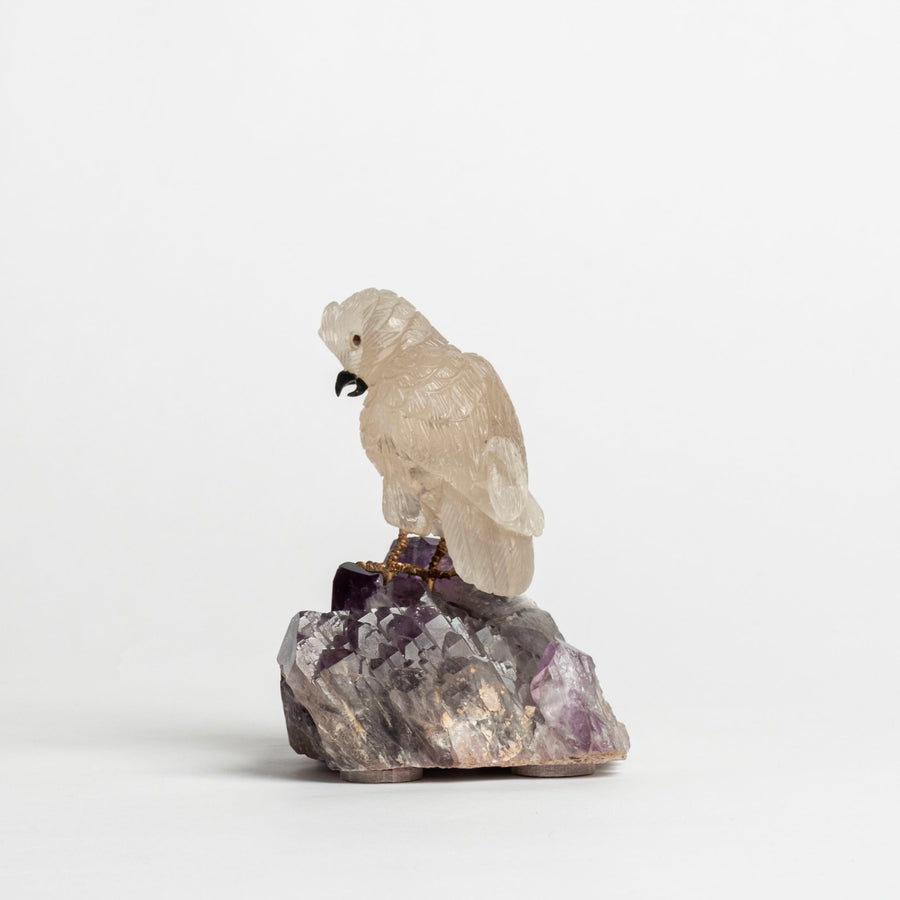 Smoky Quartz Owl on Ametyst Base 2498