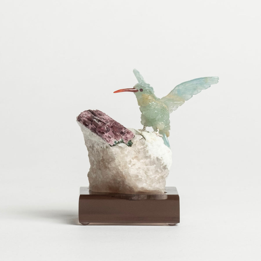 Green Hummingbird on Quartz Base