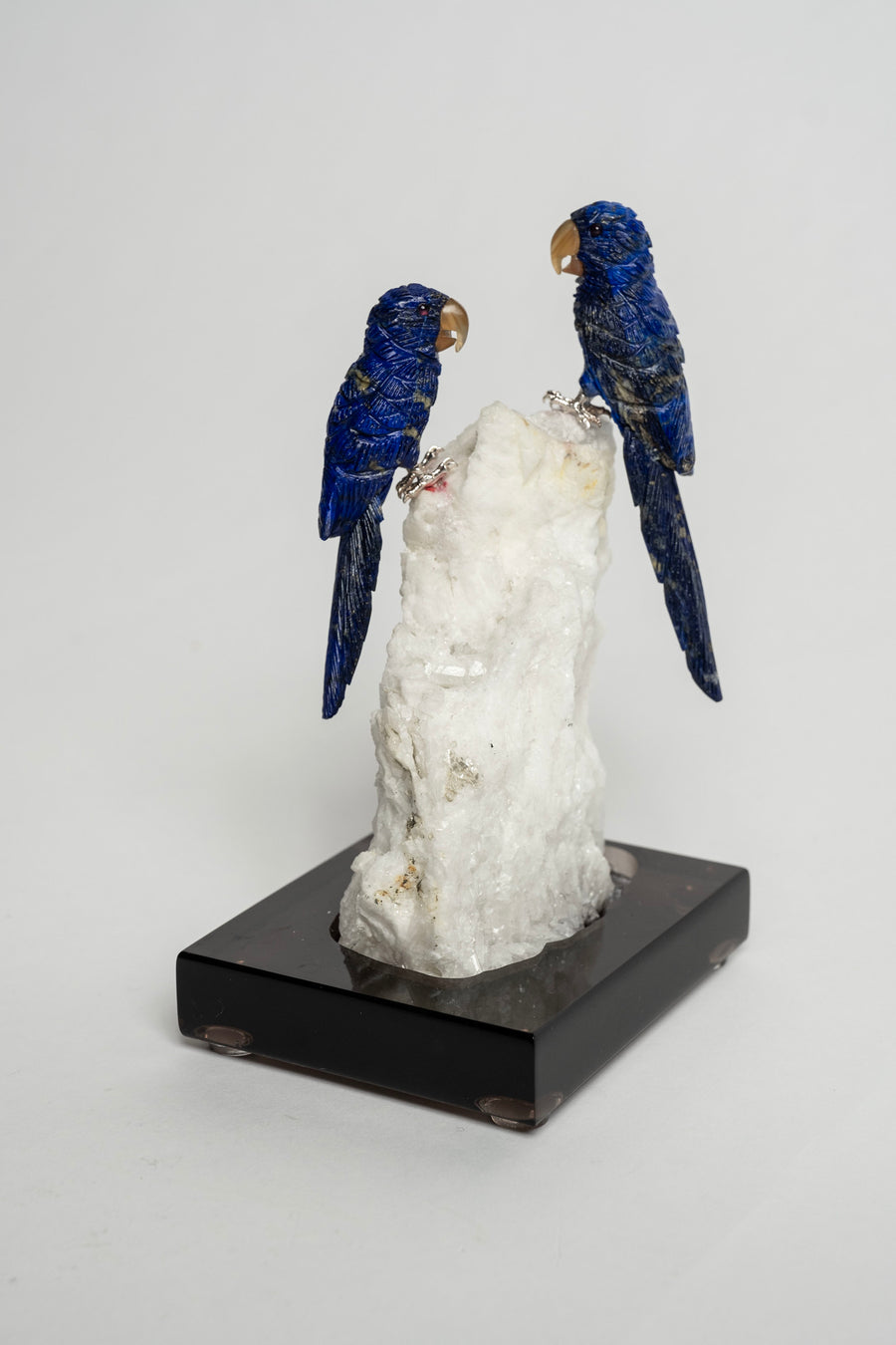 Lapis Parrots on Stone Base 2466