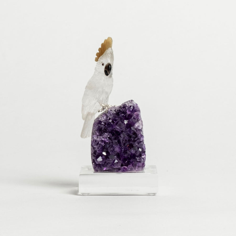 Quartz Parrot on Amethyst Base 2462