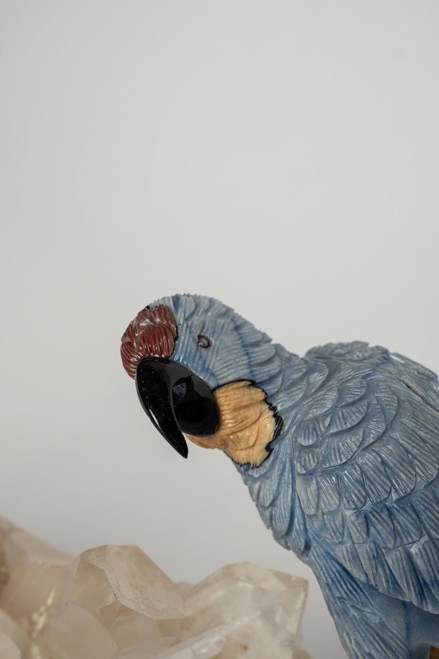 Blue Parrots on Quartz Base