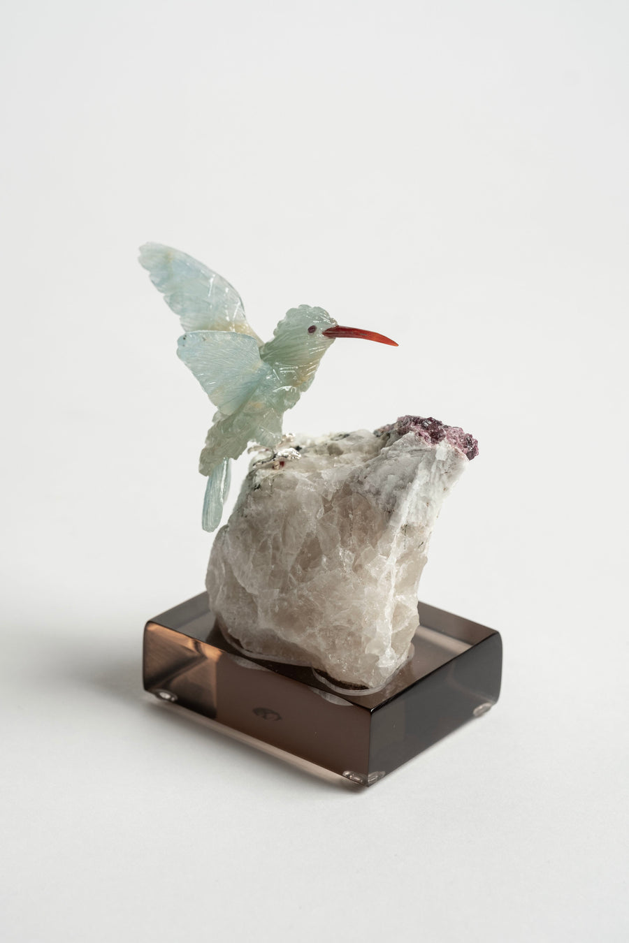 Green Hummingbird on Quartz Base