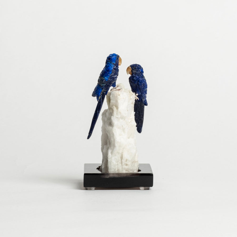 Lapis Parrots on Stone Base 2466