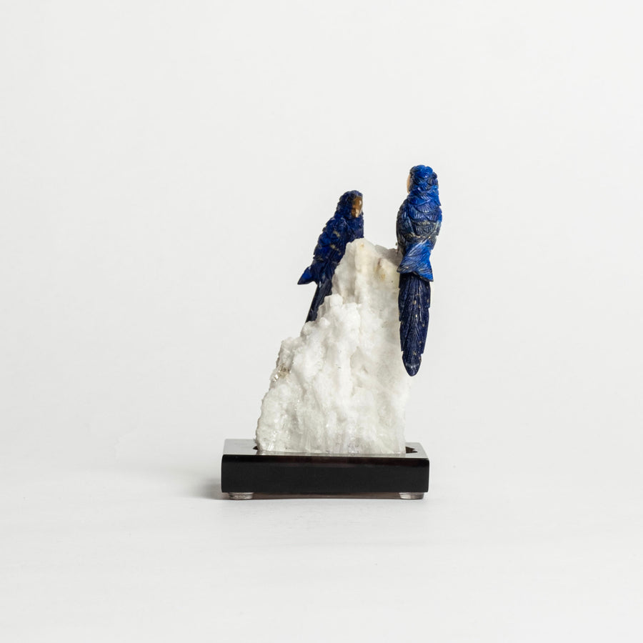 Lapis Parrots on Stone Base 2466