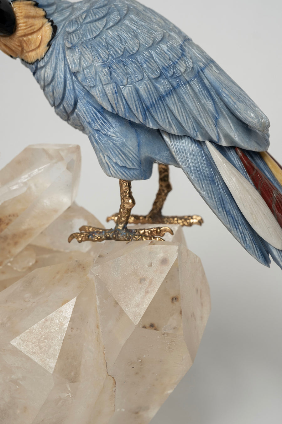 Blue Parrots on Quartz Base