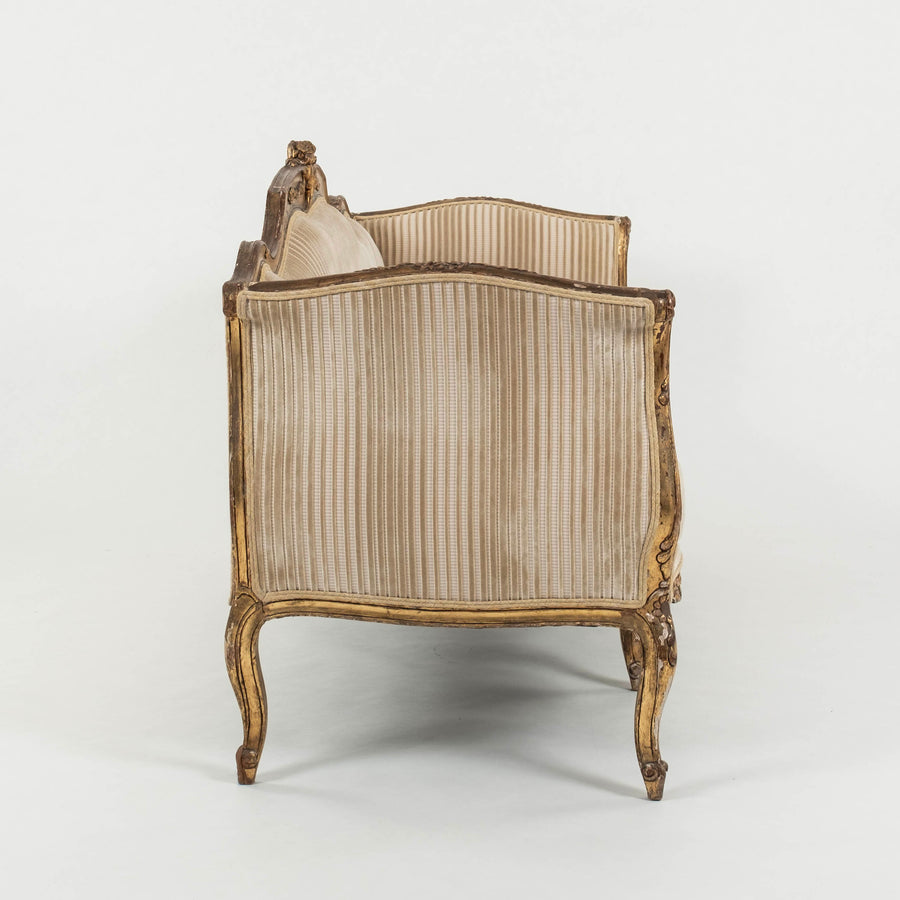 Louis XV Style Giltwood Sofa ~ Schumacher Cut Velvet