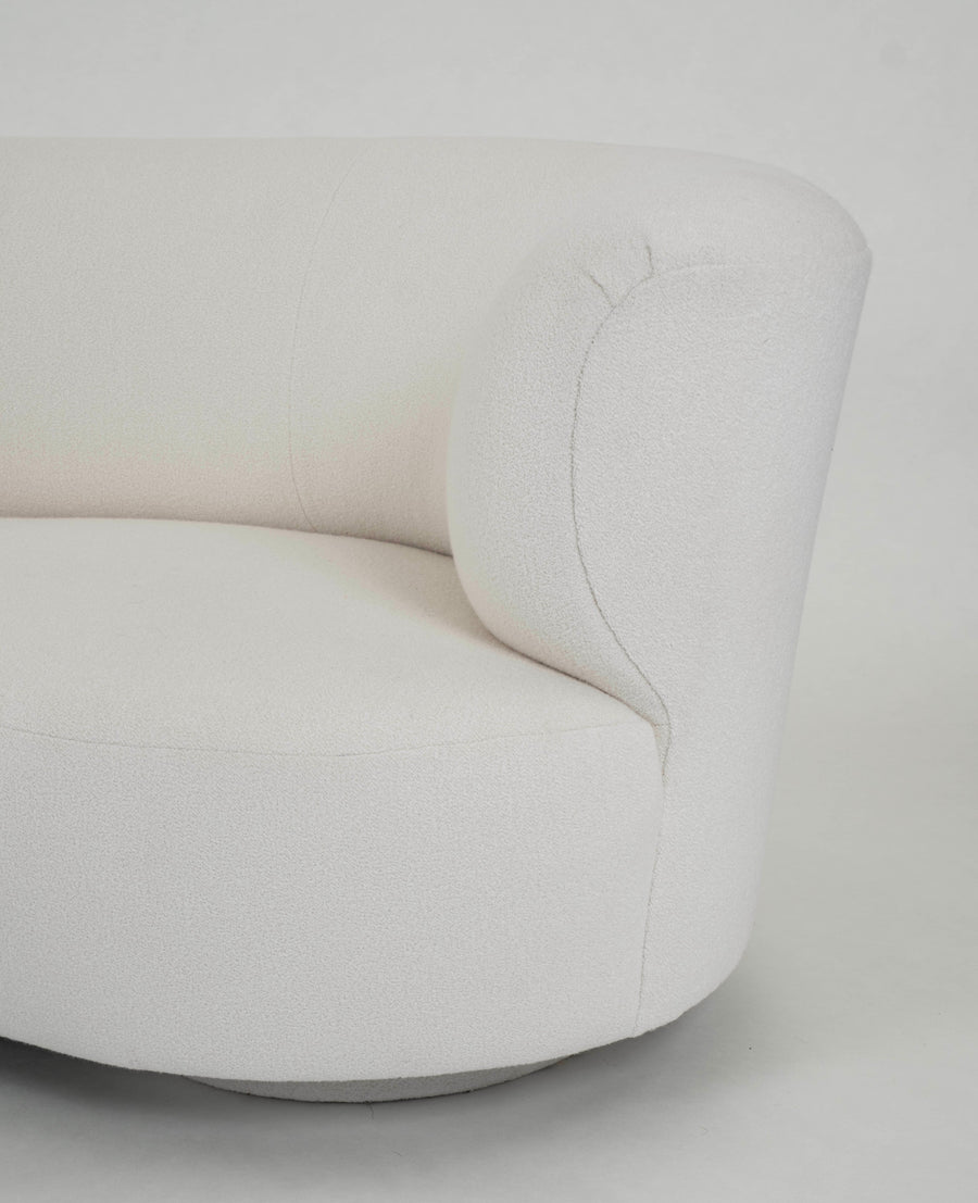 Vladimir Kagan White Wool Boucle Directional Serpentine Sofa