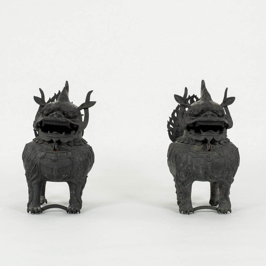 Pair Bronze Fu Dogs