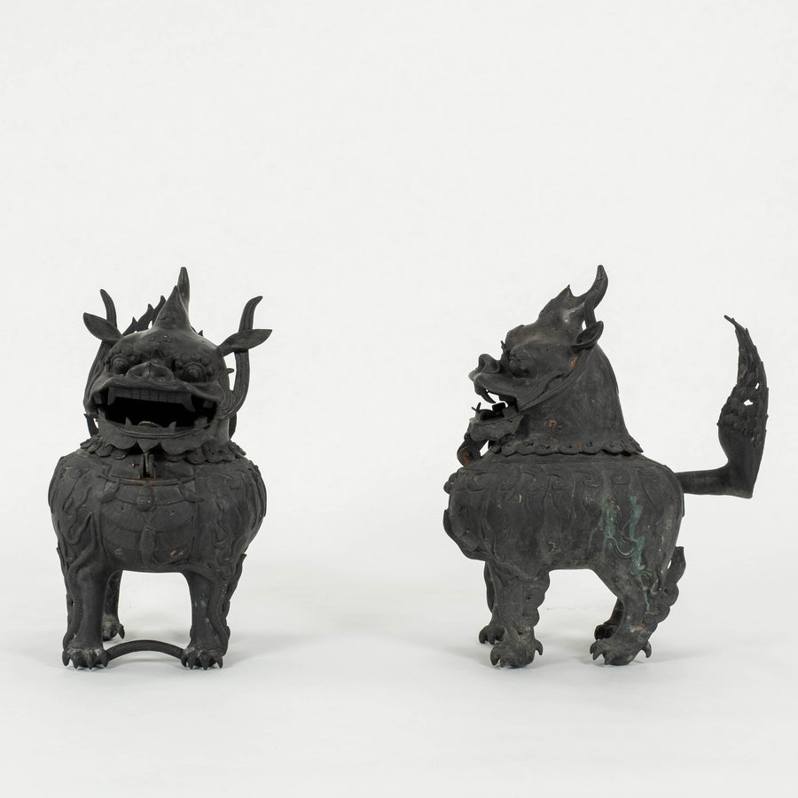 Pair 19th Century Bronze Fu Dogs