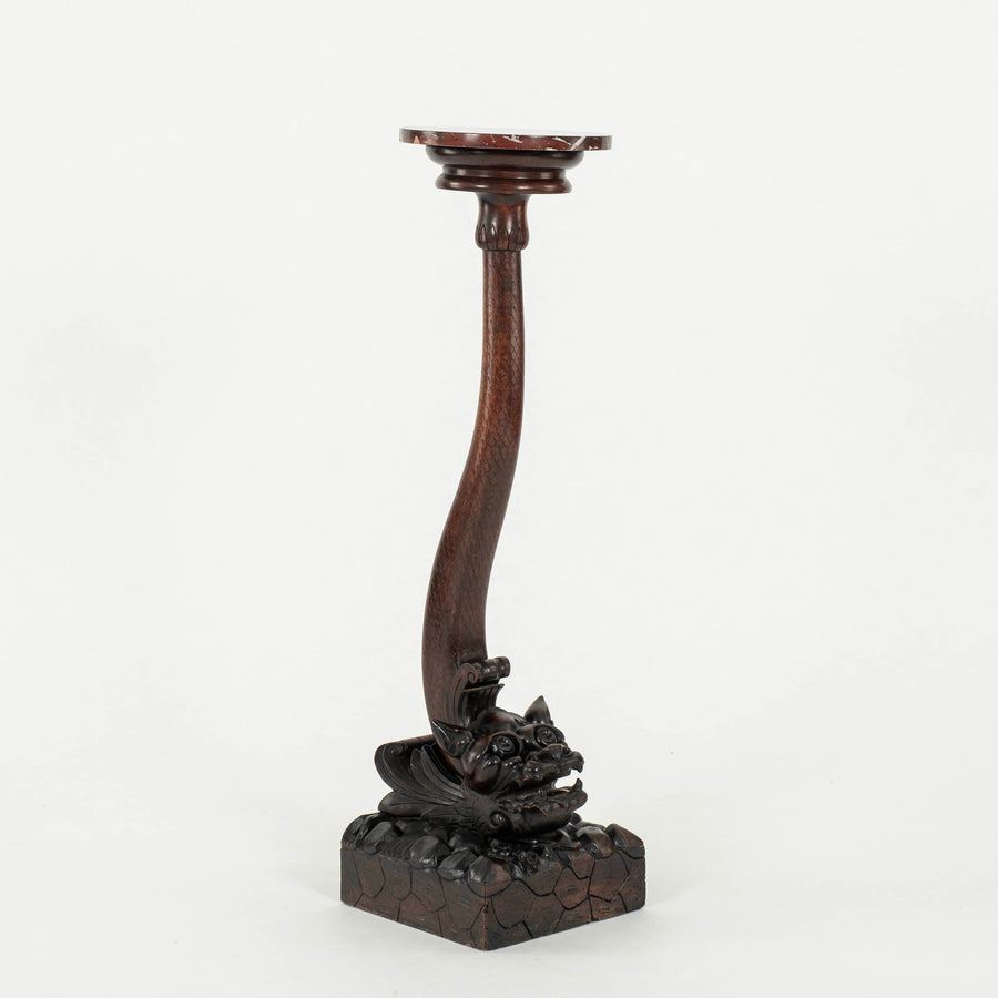 Asian Dragon Pedestal with Marble Top