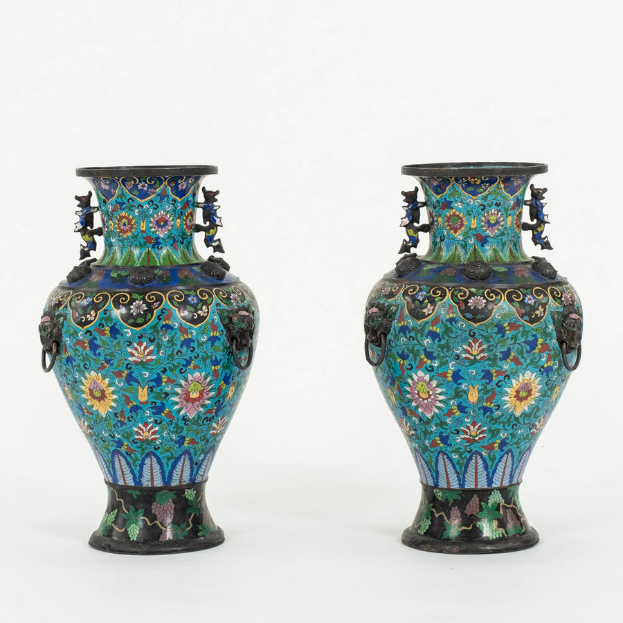 Pair 19th Century Cloisonné Vases