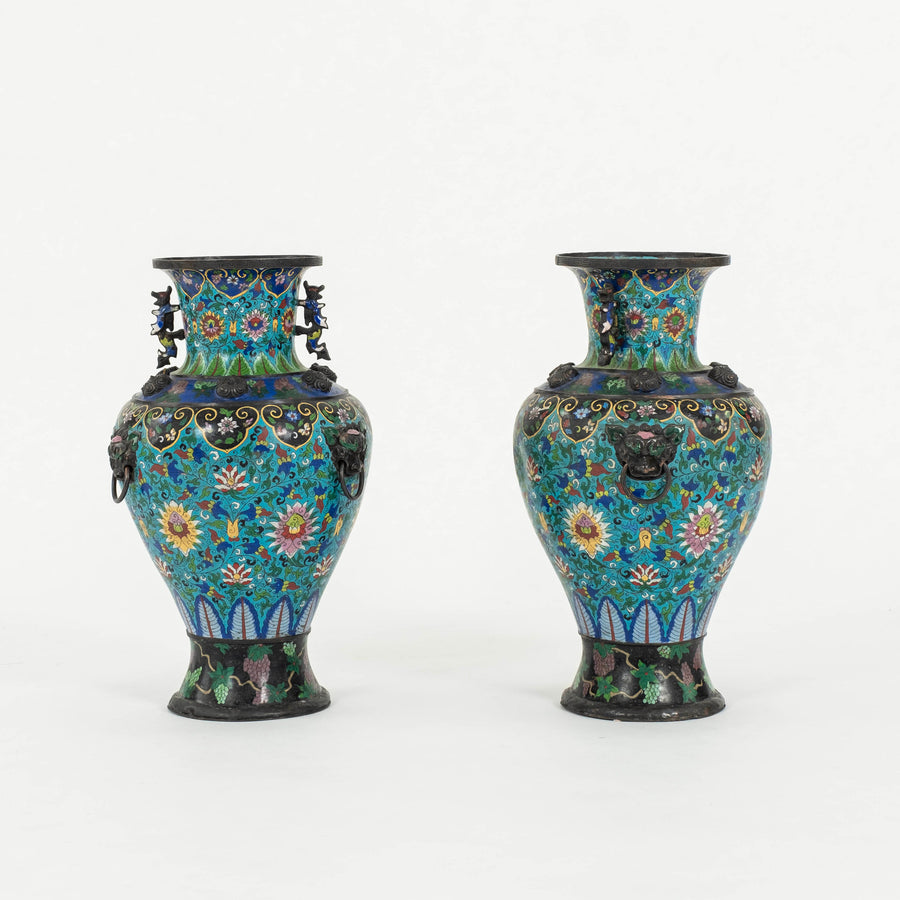 Pair 19th Century Cloisonné Vases