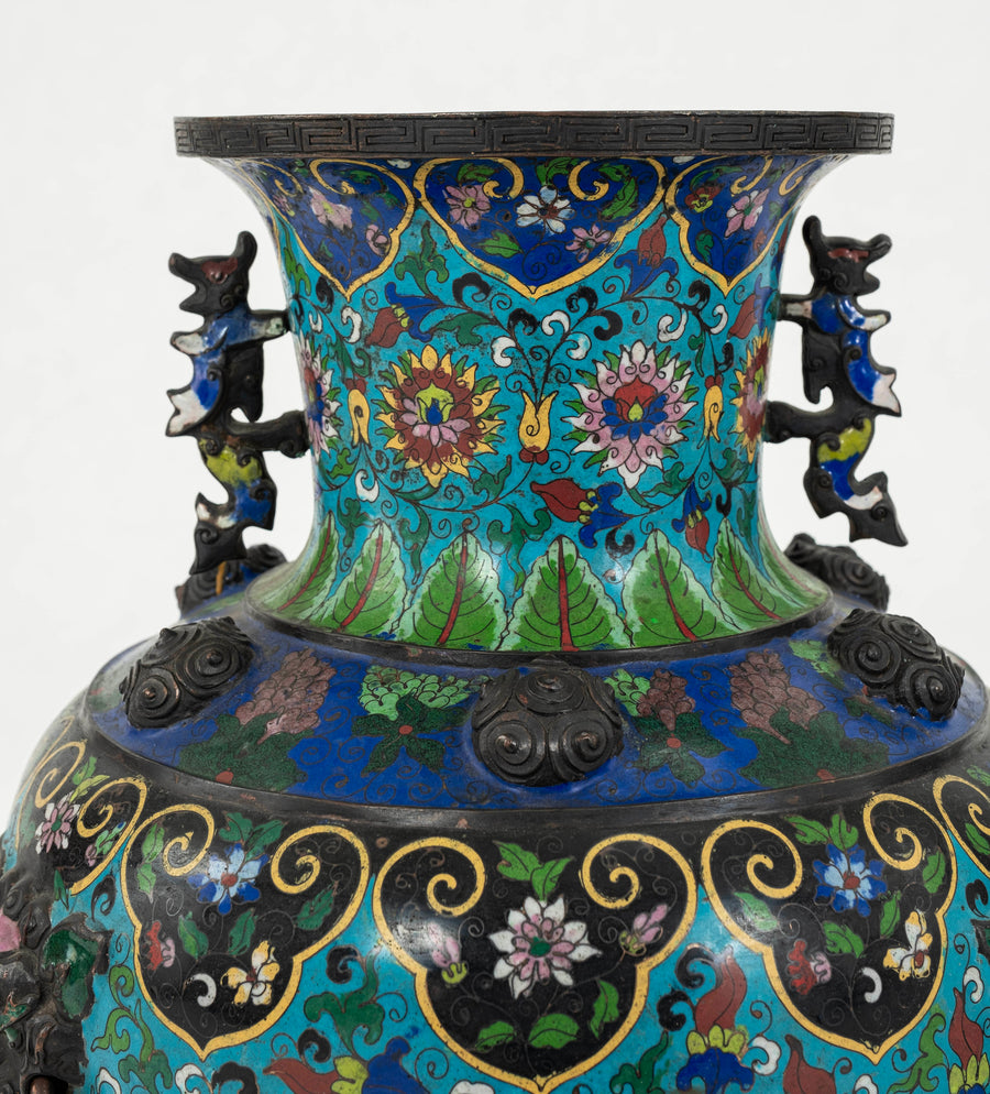 Pair 19th Century Cloisonné Vases