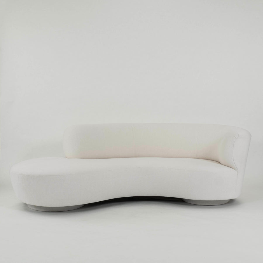 Vladimir Kagan White Wool Boucle Directional Serpentine Sofa