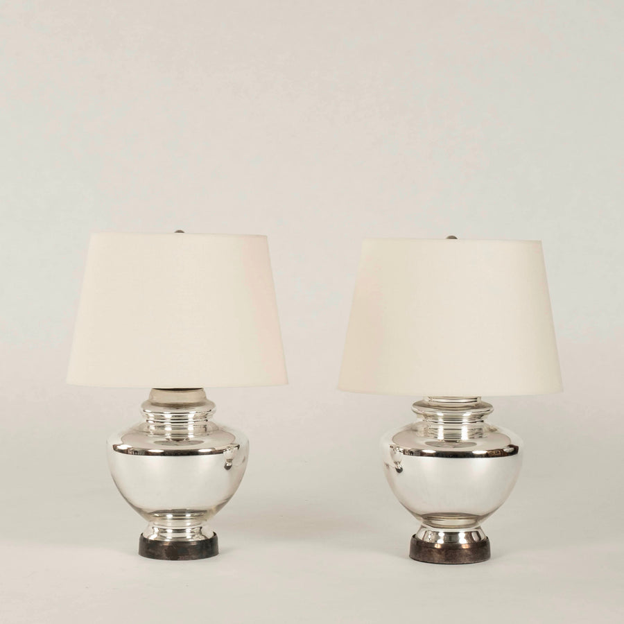 Pair Vintage Mercury Glass Style Table Lamps