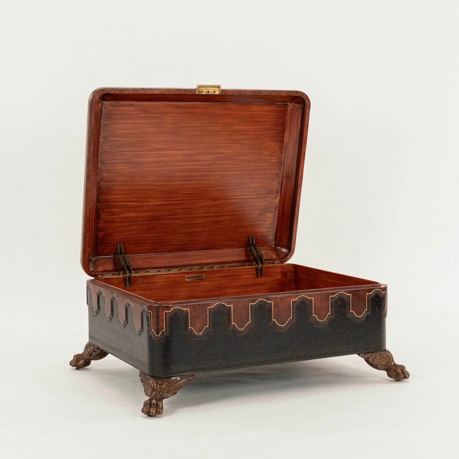 Maitland-Smith Leather Clad Chest Cocktail Table