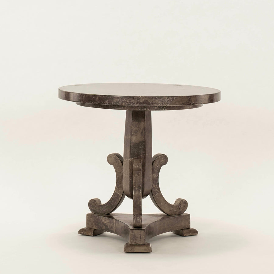 Vintage Pewter Leaf Goatskin Side Table