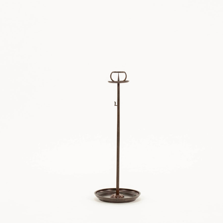 Pair 19th Century Bronze Japanese Shokudai Candle Stands