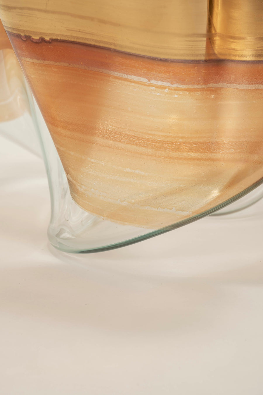 Gold Banded Art Glass Sculpture Bowl by Laurel Fyfe