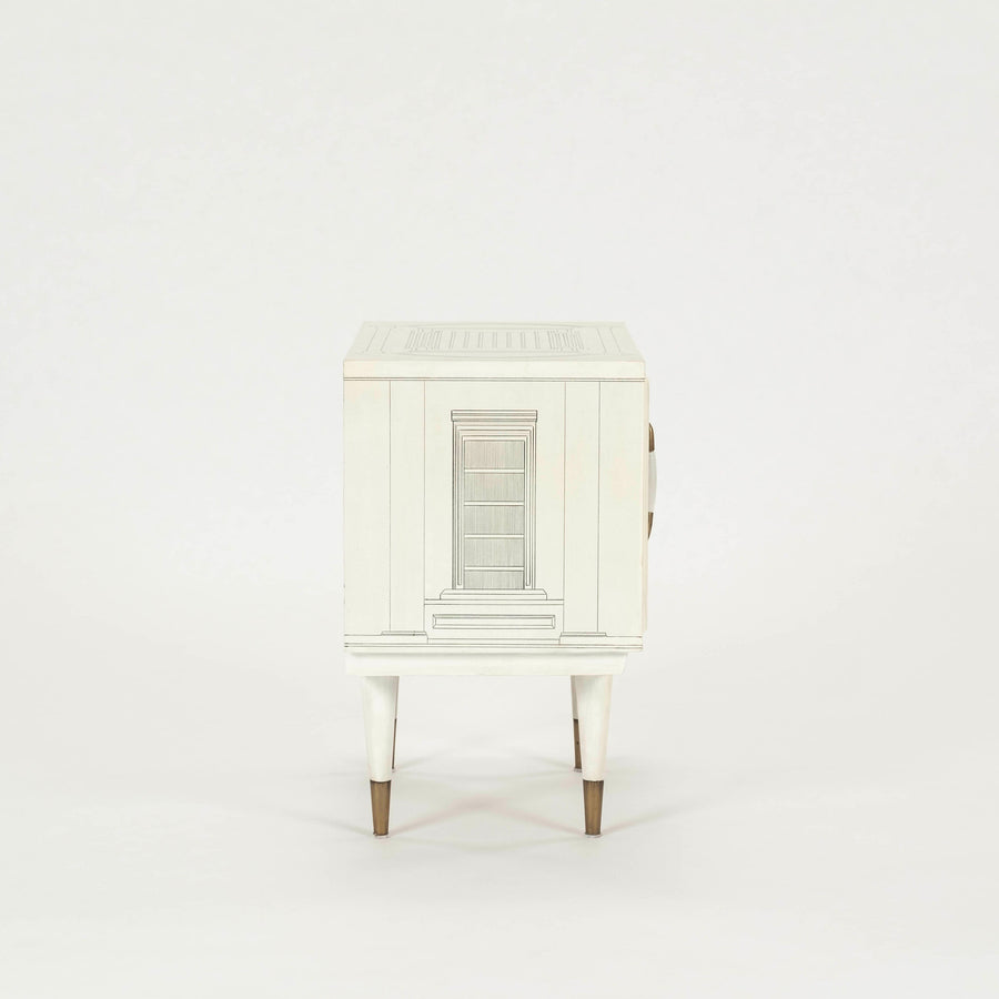 Pair Architectural Nightstands in the Manner of Fornasetti