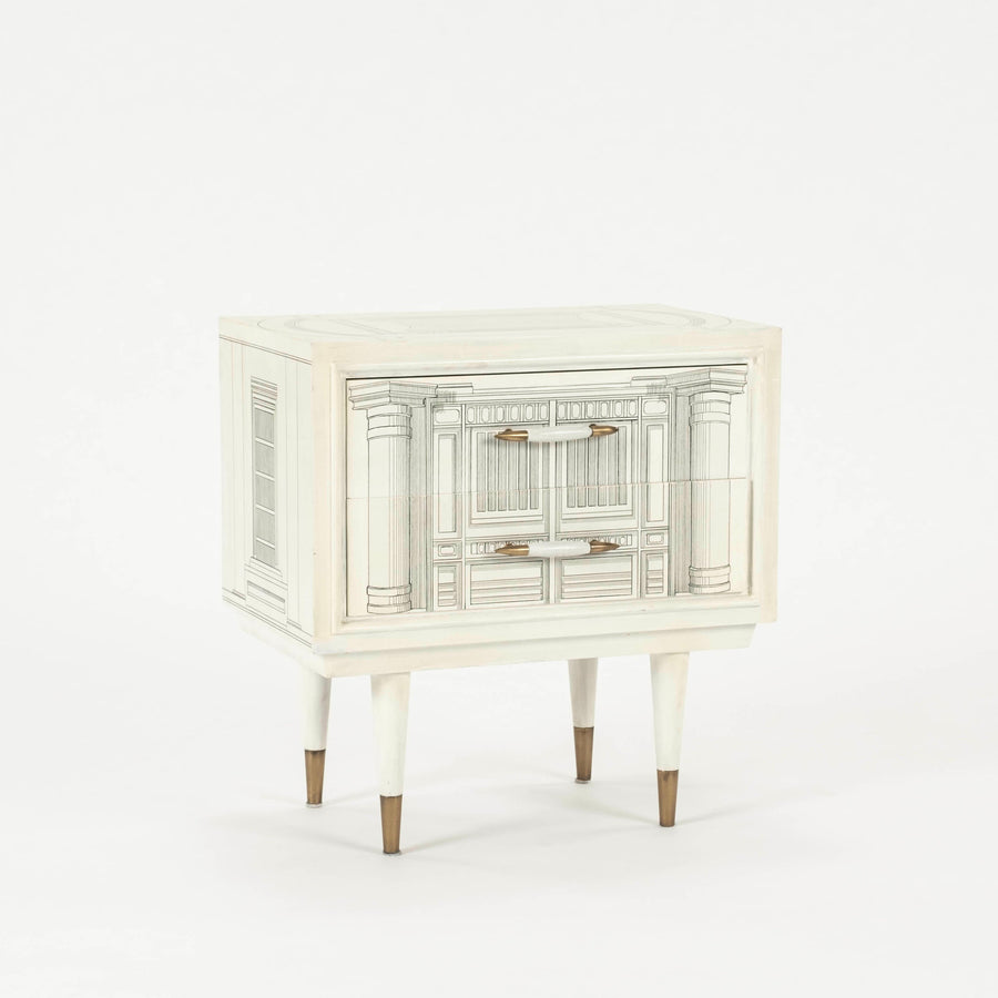 Pair Architectural Nightstands in the Manner of Fornasetti