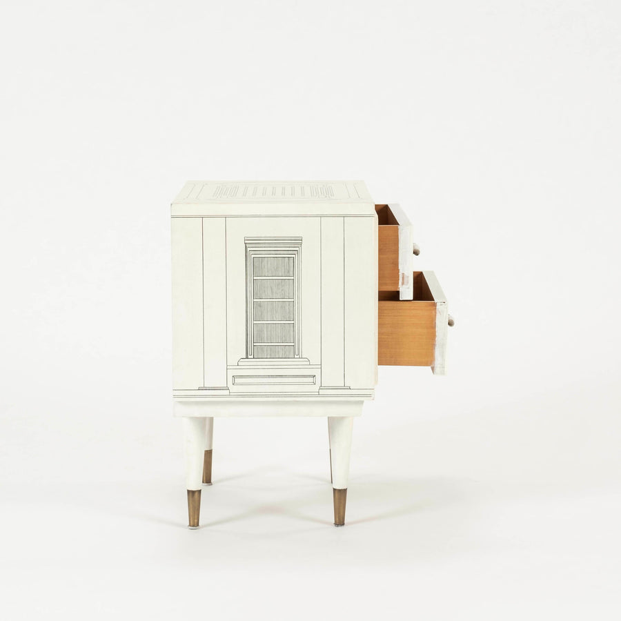 Pair Architectural Nightstands in the Manner of Fornasetti