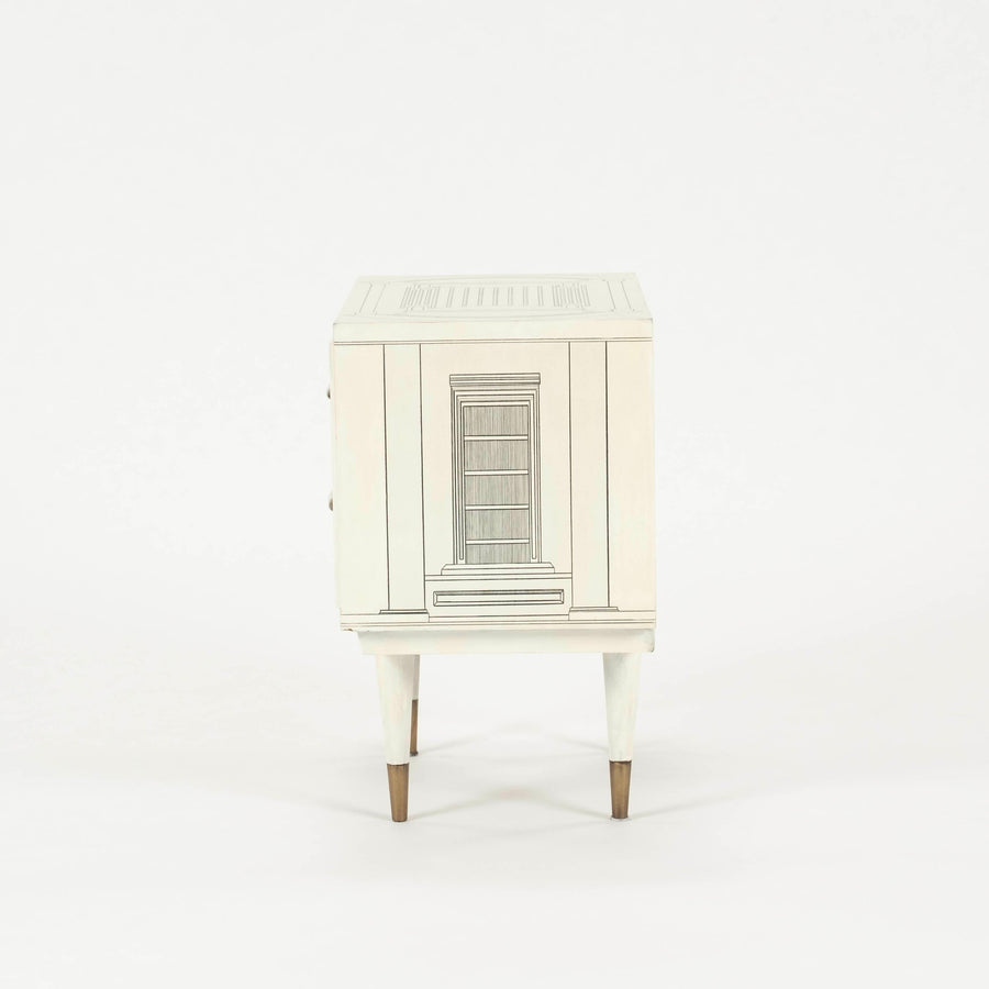 Pair Architectural Nightstands in the Manner of Fornasetti