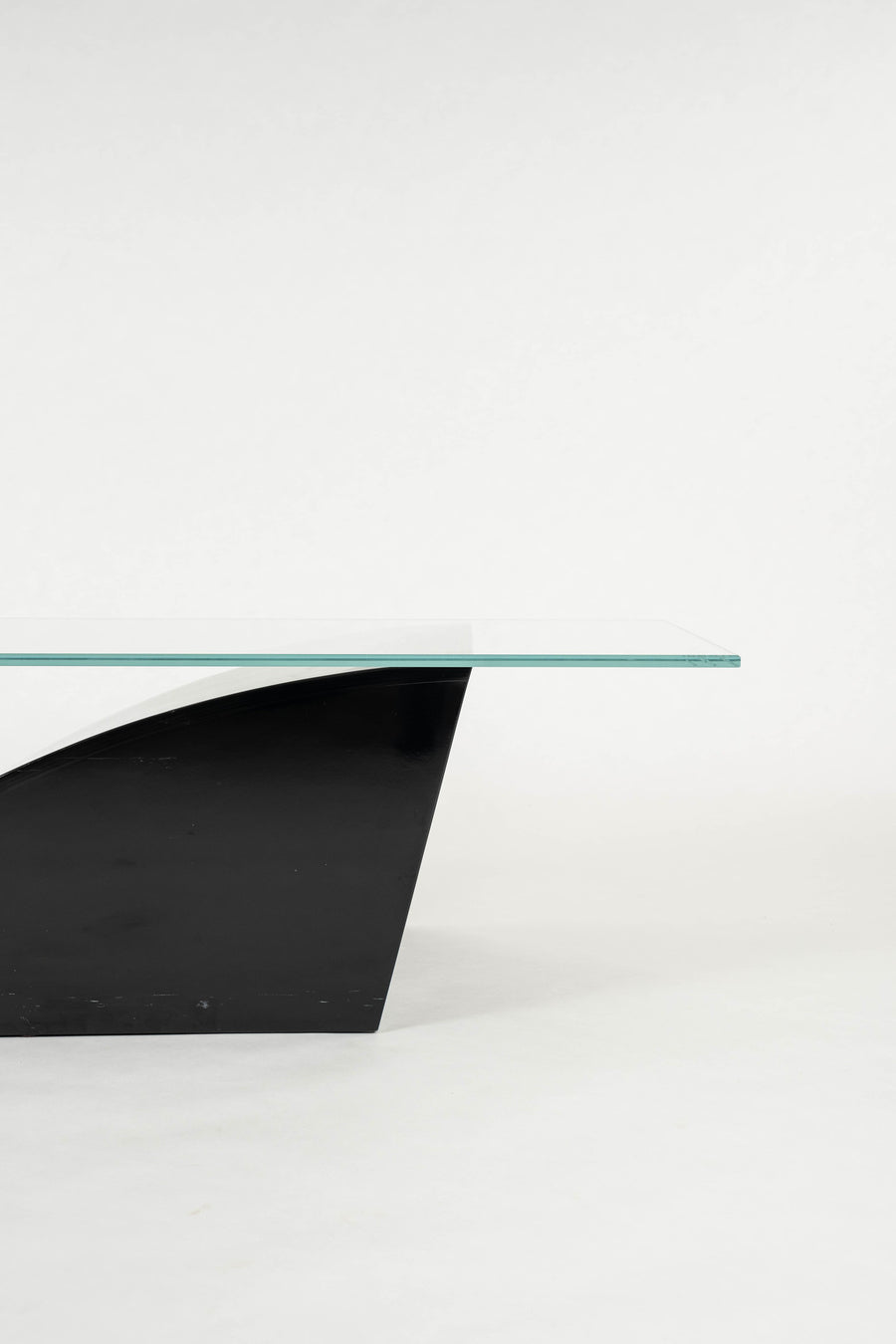 Postmodern Lacquered Geometric Lucite & Glass Cocktail Table