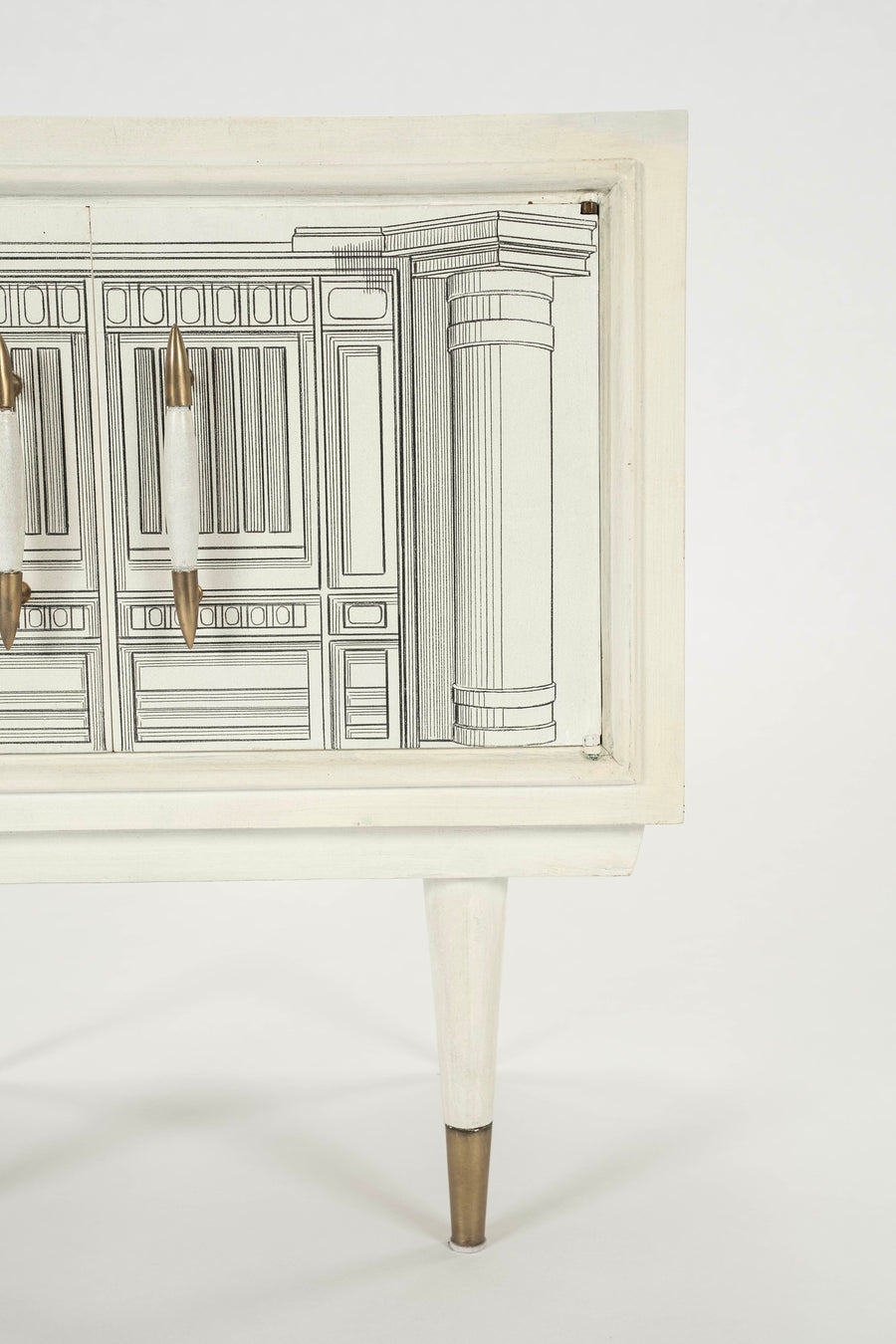 Pair Architectural Nightstands in the Manner of Fornasetti