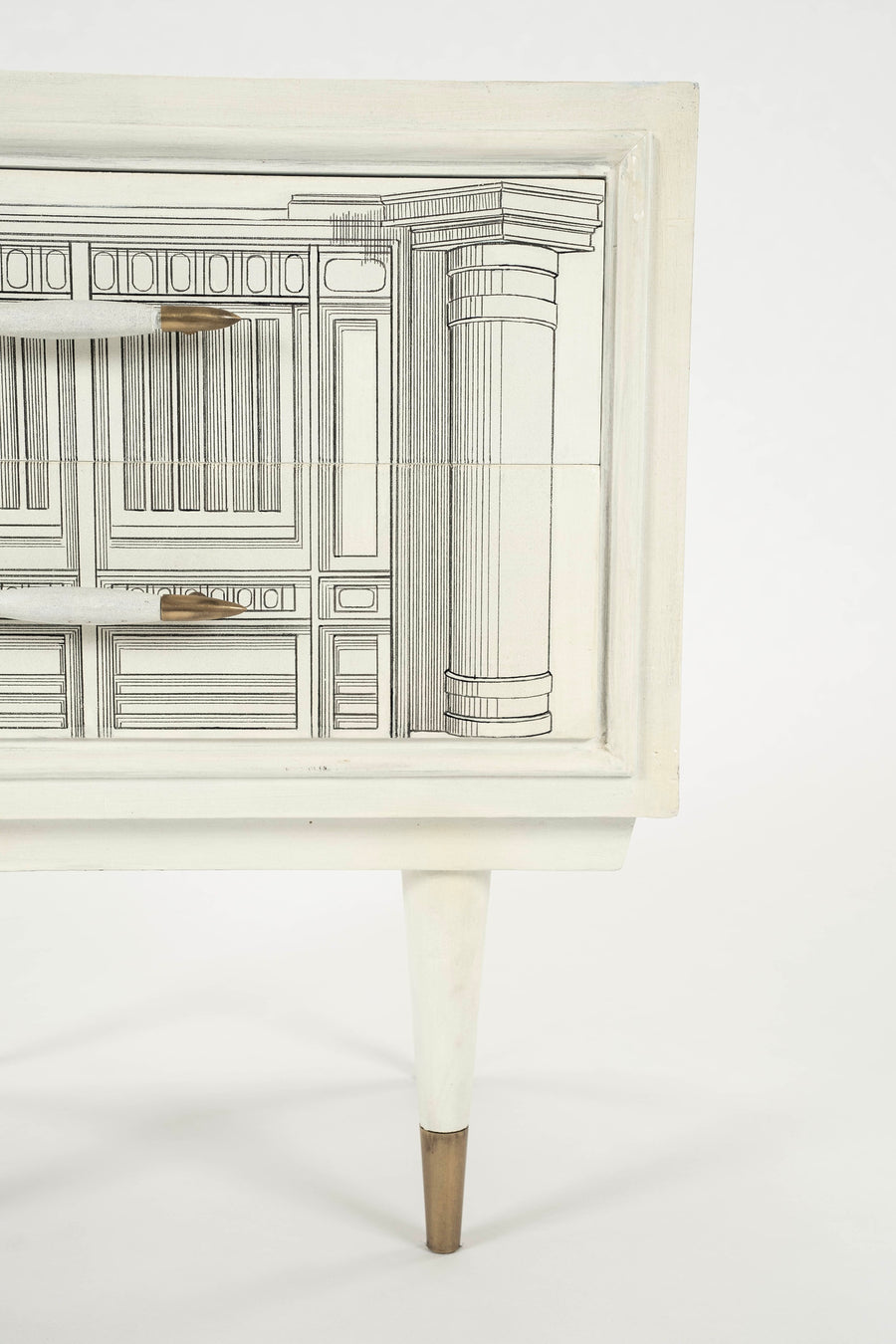 Pair Architectural Nightstands in the Manner of Fornasetti