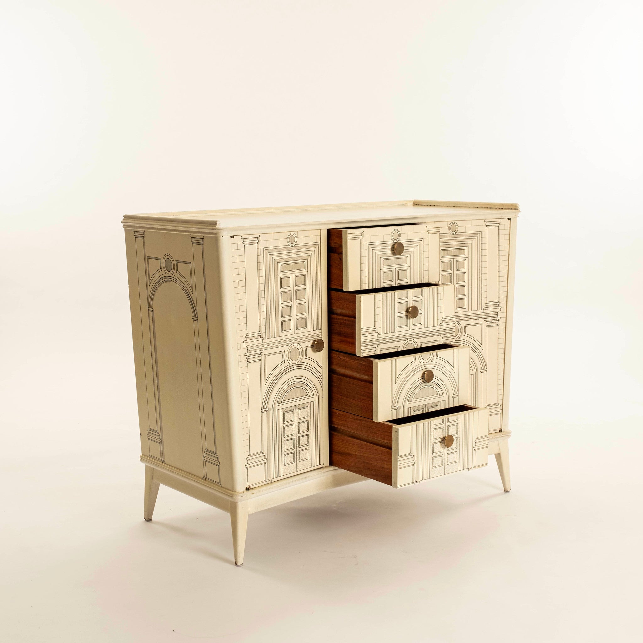 その他 fornasetti 1960s Italian Painted Surrealist Architectural Cabinet ~in