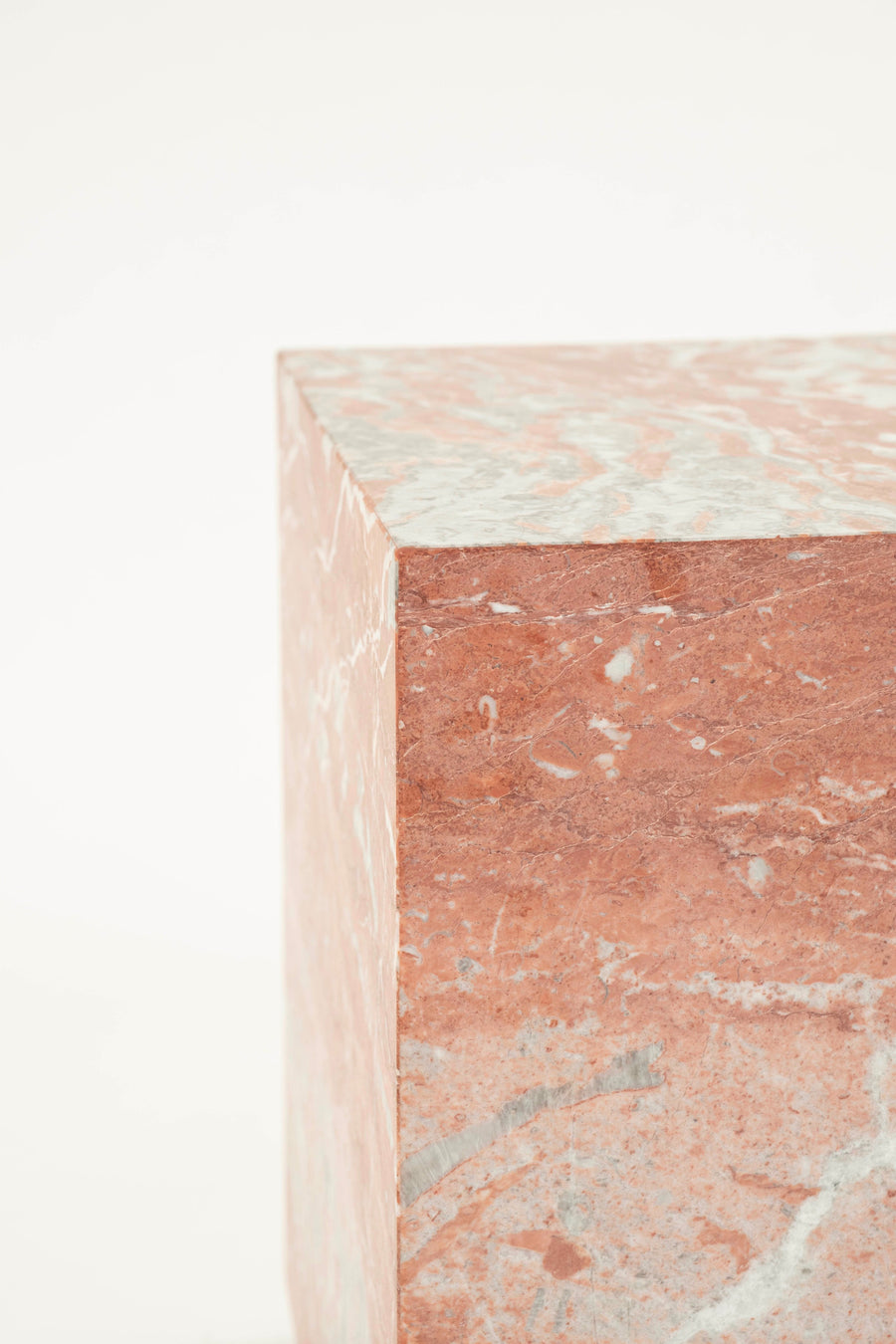 Cubist Red Rosso Merlino Marble Side End Table