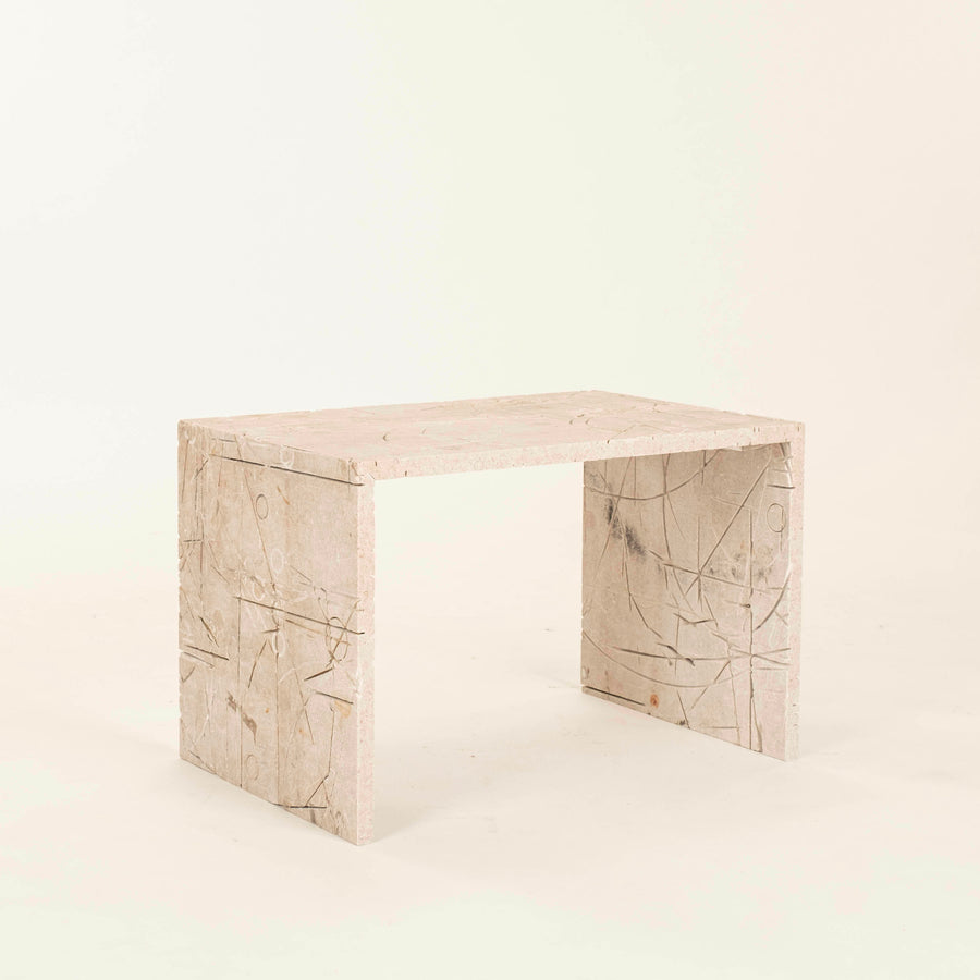 Cubist Encised Stone Cocktail Table