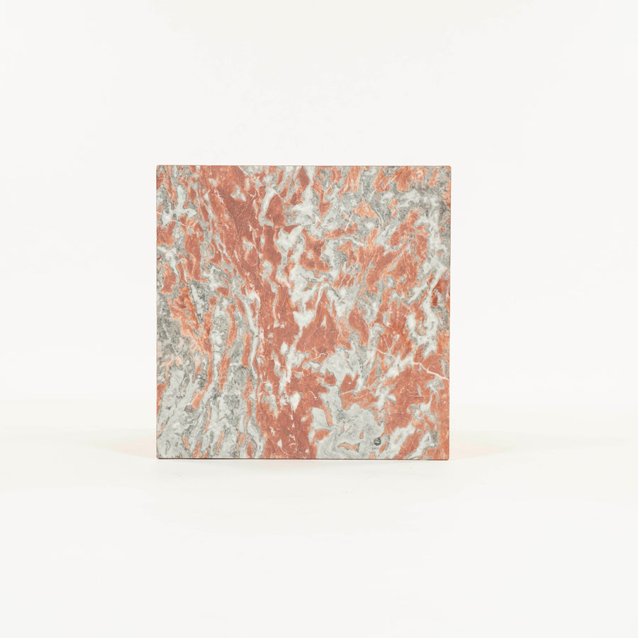 Cubist Red Rosso Merlino Marble Side End Table