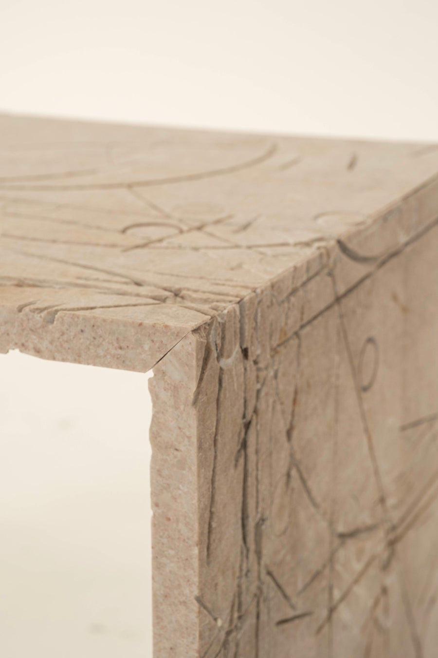 Cubist Encised Stone Cocktail Table