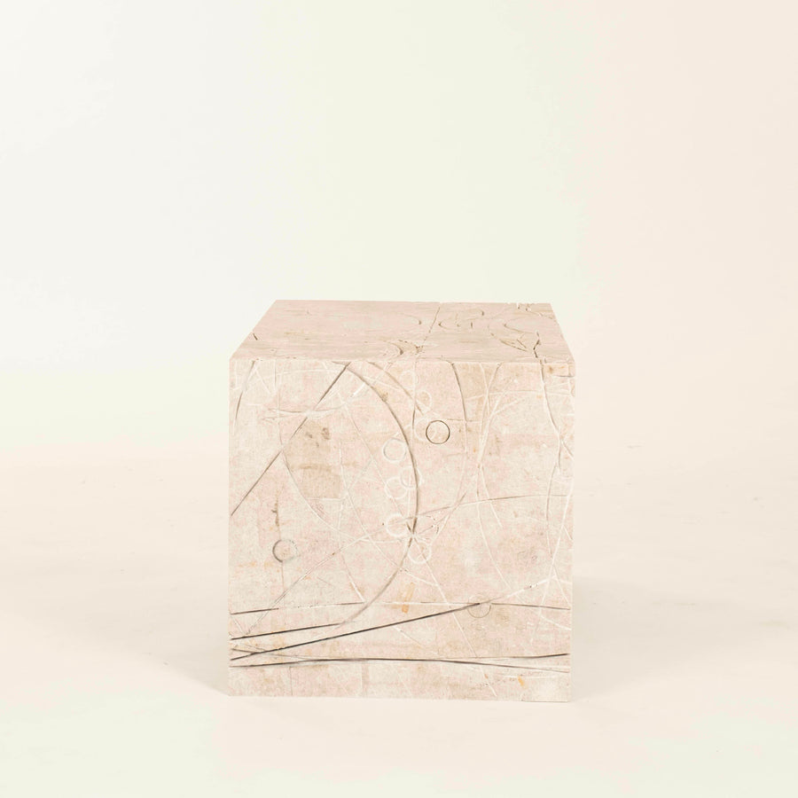 Cubist Encised Stone Cocktail Table