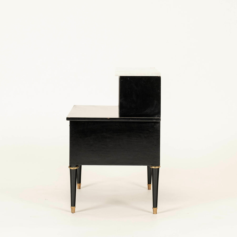 Pair French Ebonized Directoire Style Nightstands