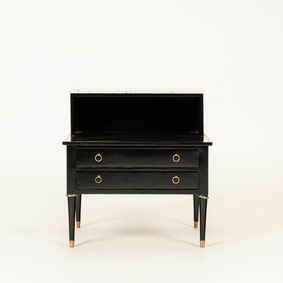 Pair French Ebonized Directoire Style Nightstands