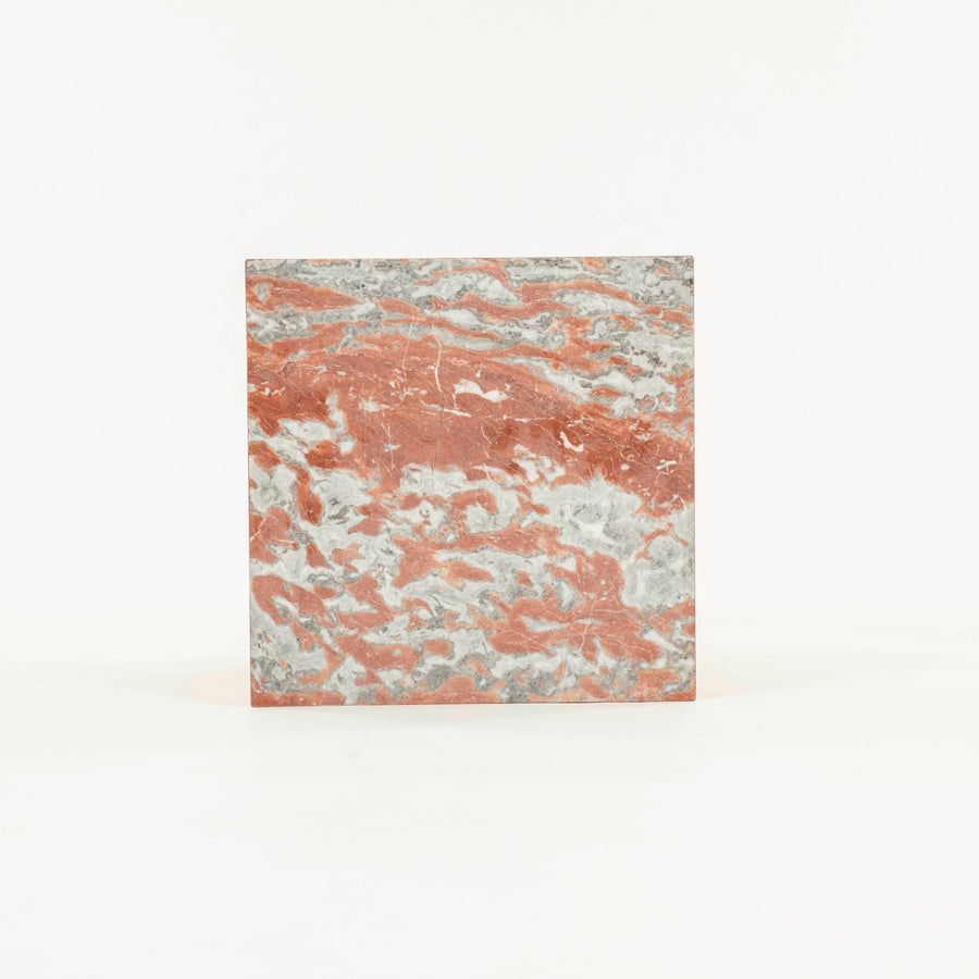 Cubist Red Rosso Merlino Marble Side End Table