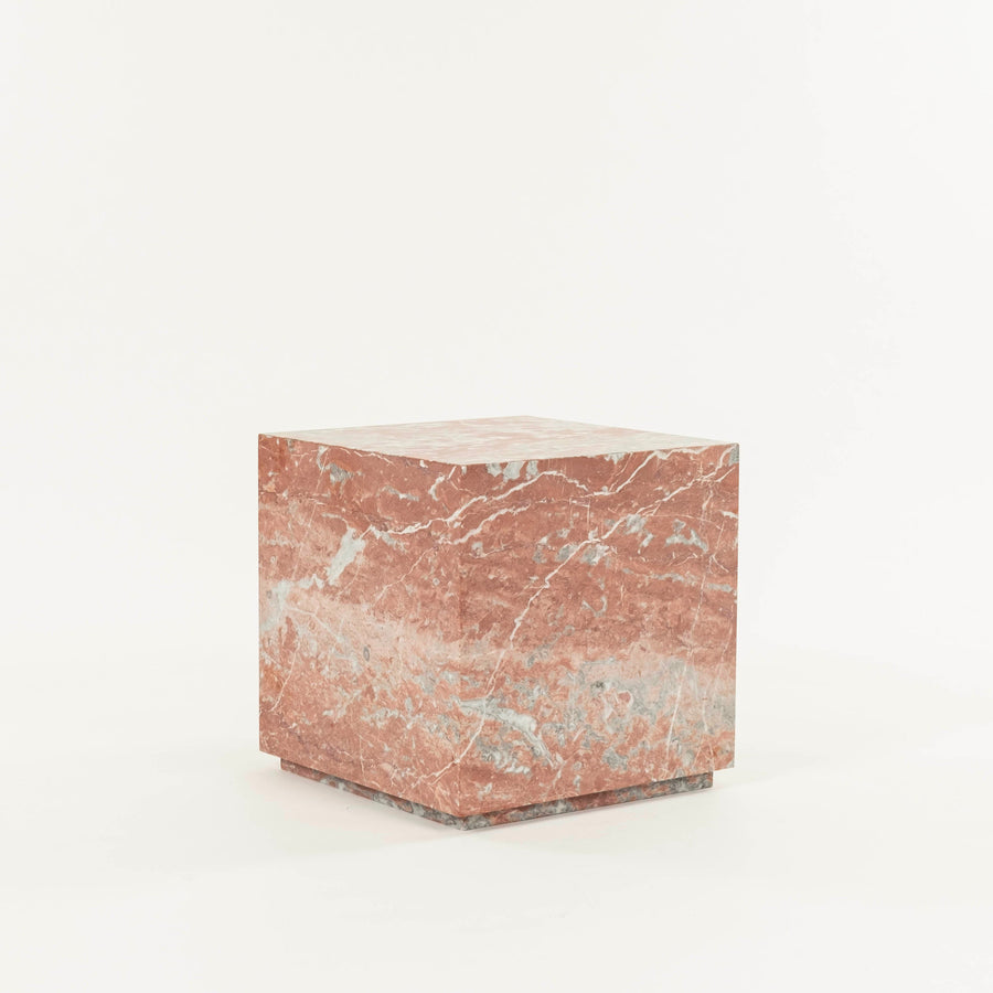 Cubist Red Rosso Merlino Marble Side End Table