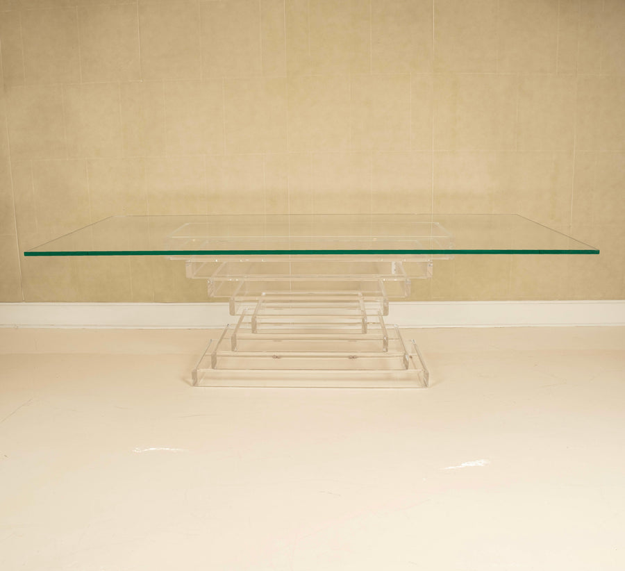 Merritt-Emanuel Ltd. Lucite & Glass Dining Table