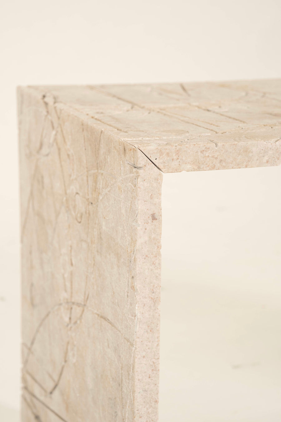 Cubist Encised Stone Cocktail Table