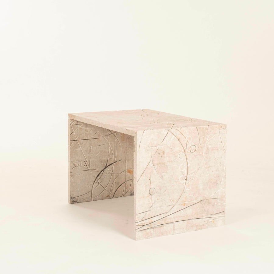 Cubist Encised Stone Cocktail Table