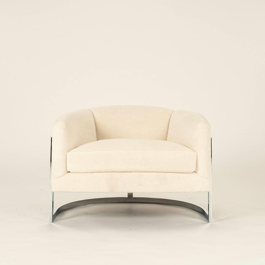 Milo Baughman Luxe Alpaca Chrome Lounge Chair