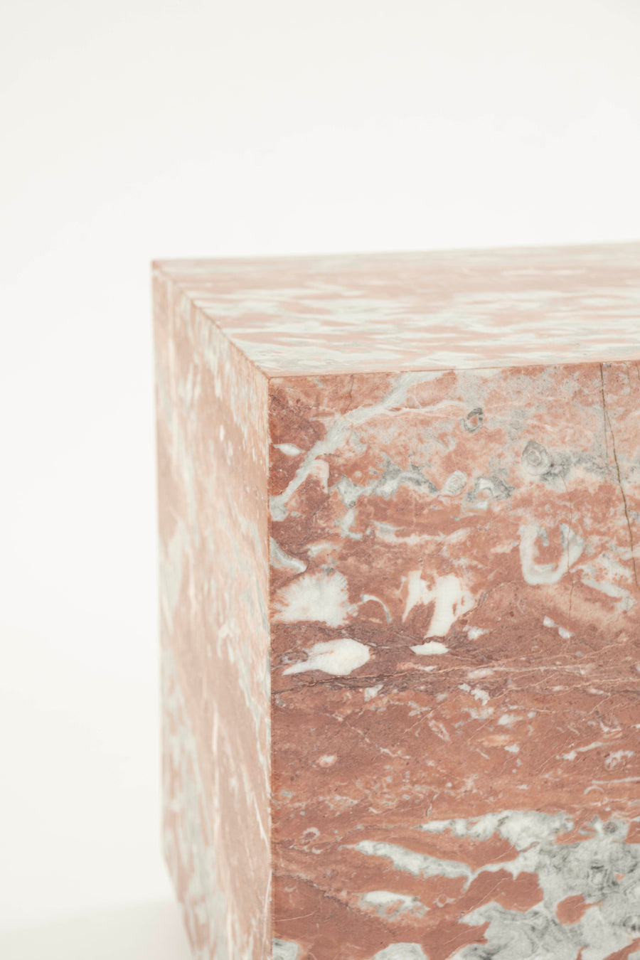 Cubist Red Rosso Merlino Marble Side End Table