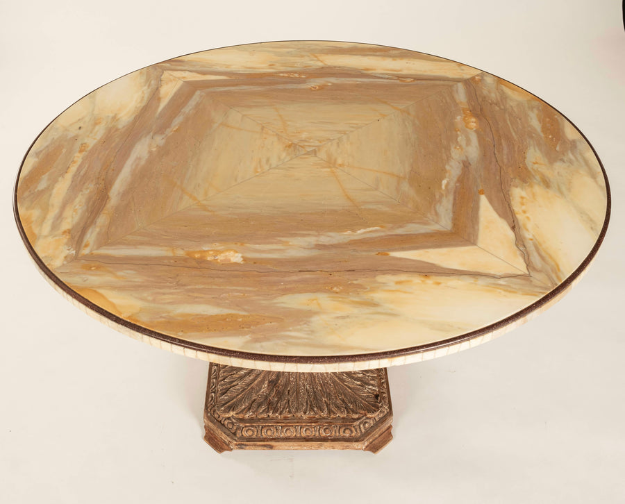 20th Century Pedestal Onyx Dining Table