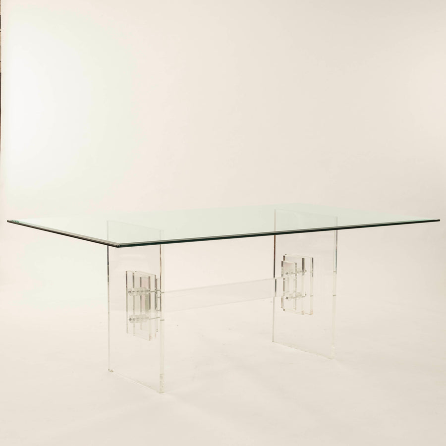 1970s Lucite Glass Dining Table