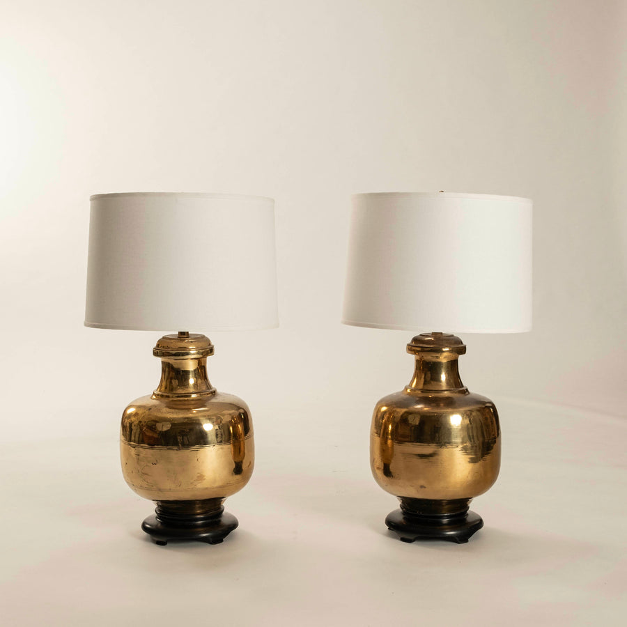 Pair Vintage Brass Urn Lamps