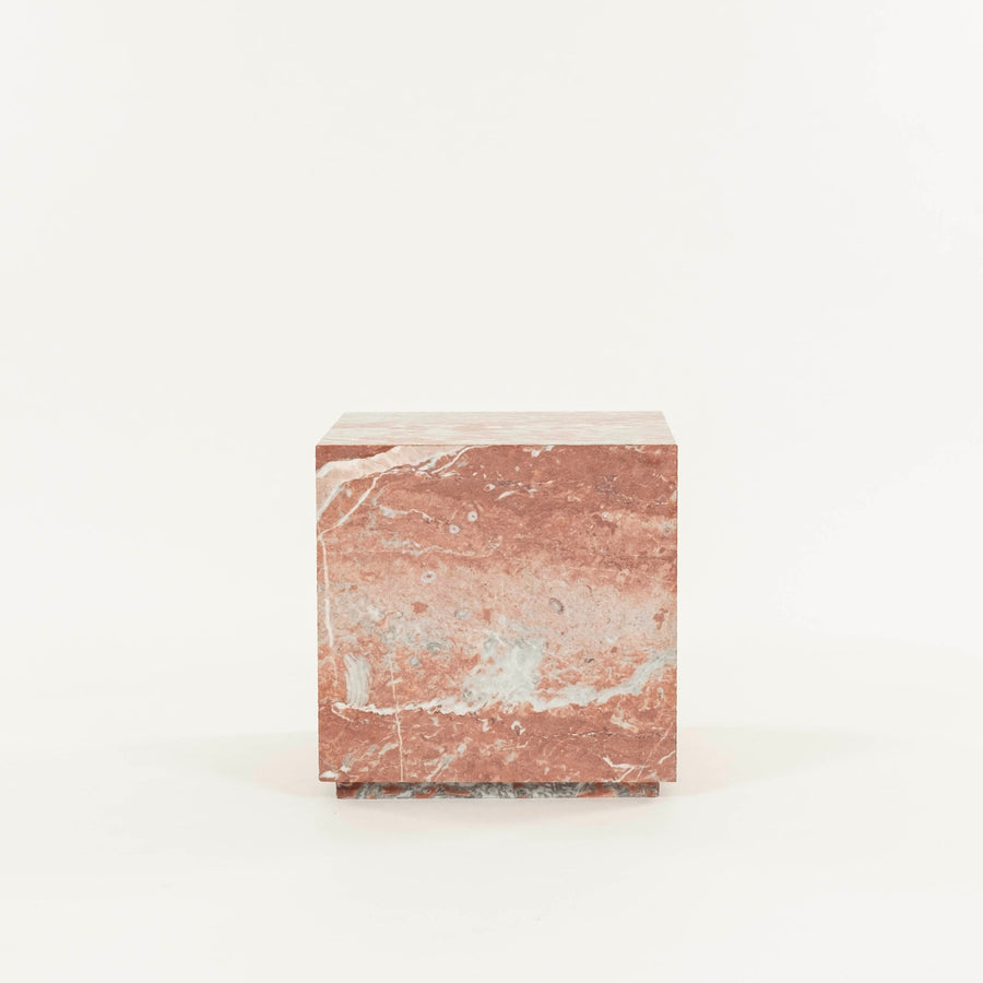 Cubist Red Rosso Merlino Marble Side End Table